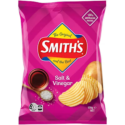 Smith's Crinkle Cut Salt & Vinegar Potato Chips 170g X 12