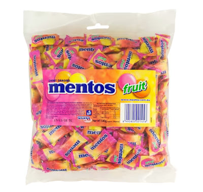 Mentos Confectionery Pillow Pack Fruit 540g X 12