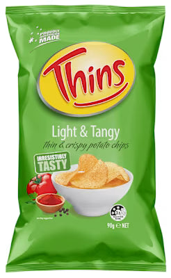 Thins Potato Chips Light & Tangy 90g X 12