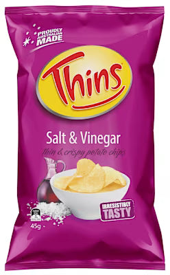 Thins Potato Chips Salt & Vinegar 45g X 18